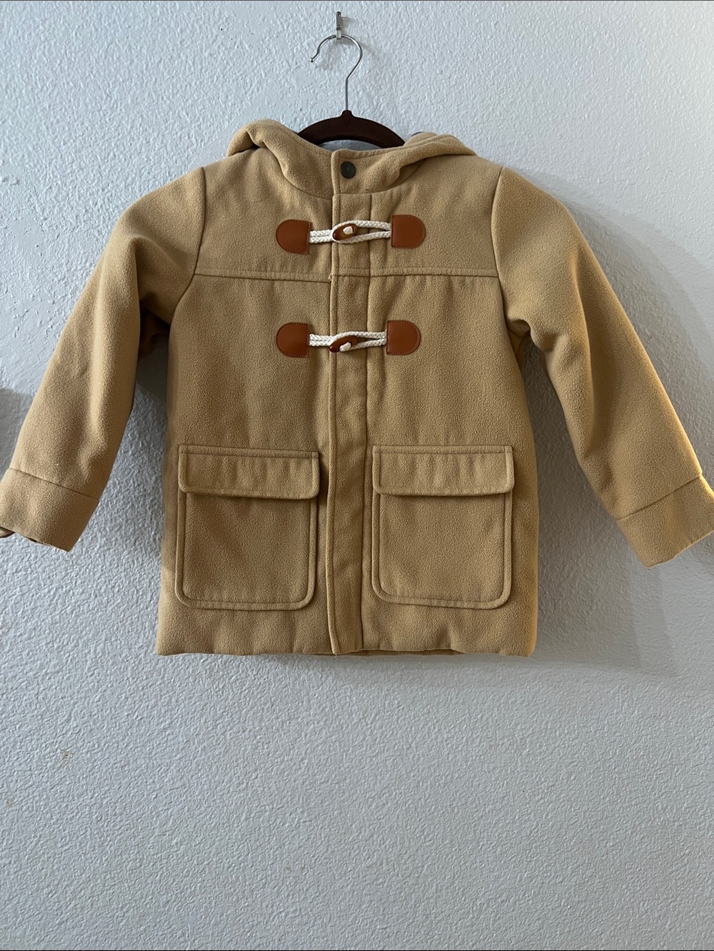 Cat & Jack Kids Hooded Pea Coat in Camel Tan